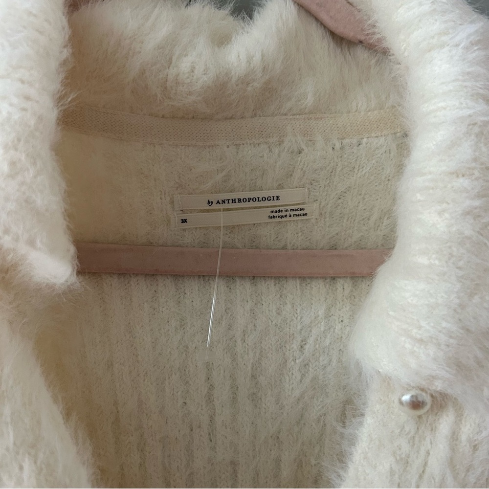 Anthropologie Pearl Button Fuzzy Cardigan Sweater - Picture 5 of 7